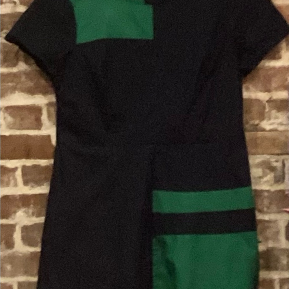 Black and Green Colorblock Women's Dress
